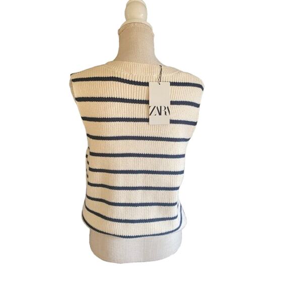 NWT Zara V-neck Striped sweater Large - Picture 3 of 4